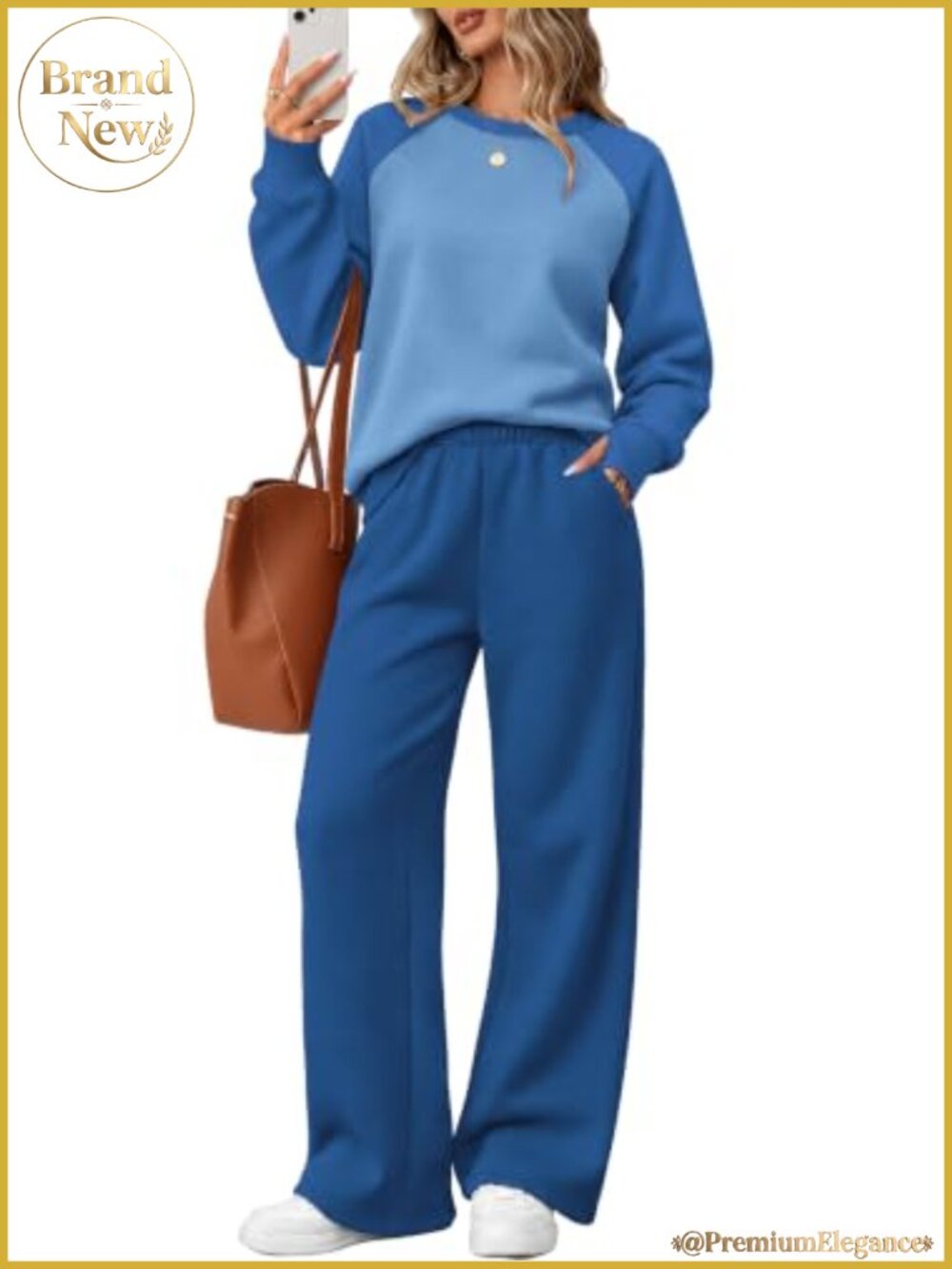 Women's 2 Piece Sweatsuit Set Fleece Lounge Outfit Raglan Colorblock